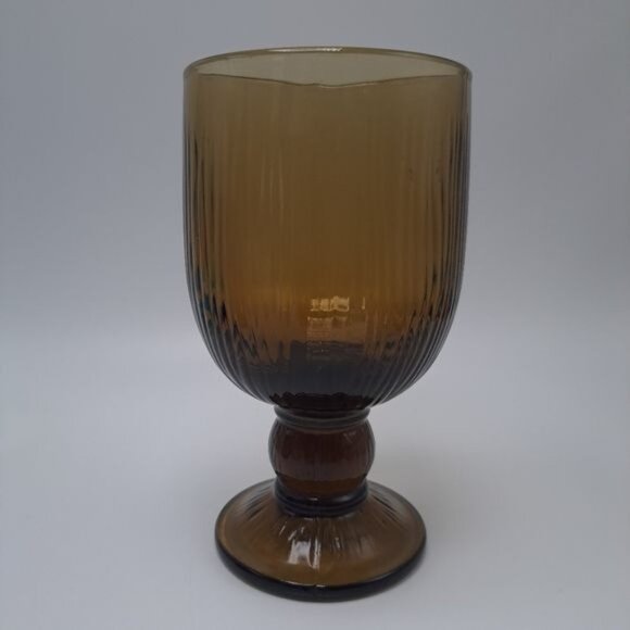 Pfaltzgraff Gourmet Heavy Brown Glass Stemmed Goblet 6.25" tall - Picture 4 of 13